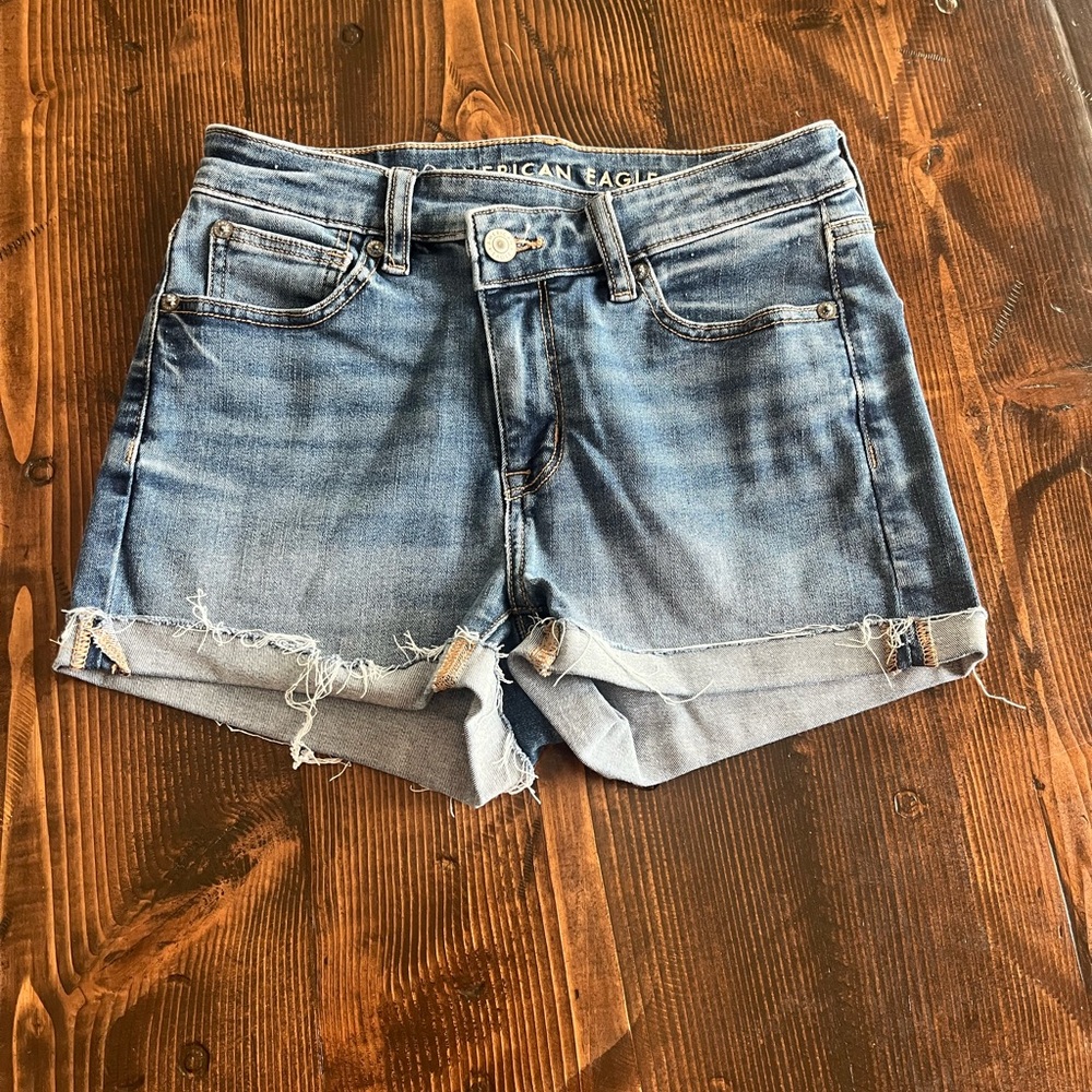 American Eagle Outfitters Women's Distressed Blue Jean Shorts